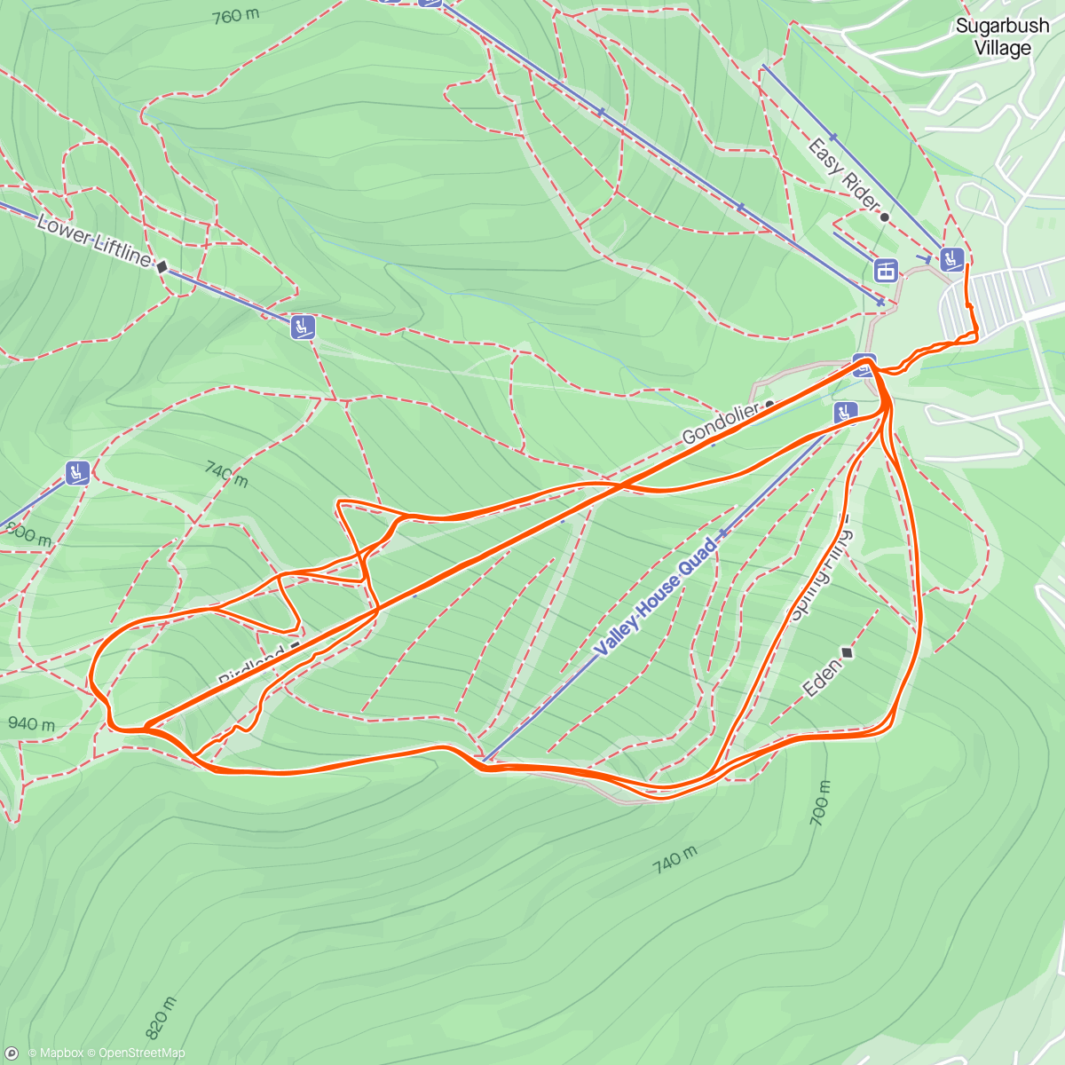 Map of the activity, Fun at Lincoln Peak with Adam and Lang