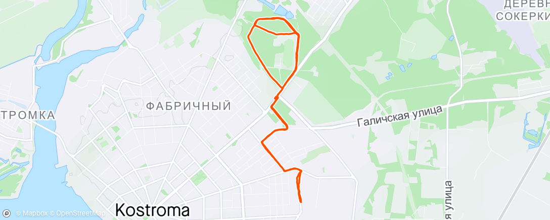 Mapa da atividade, Вечерний забег