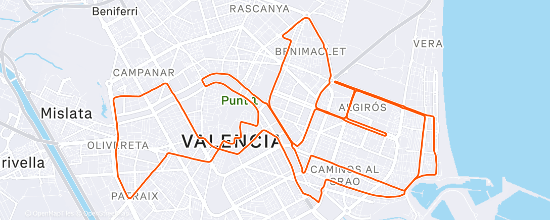 Map of the activity, Maratón de Valencia