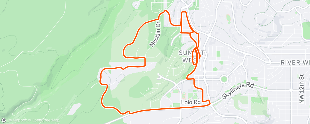 Map of the activity, Afternoon Run