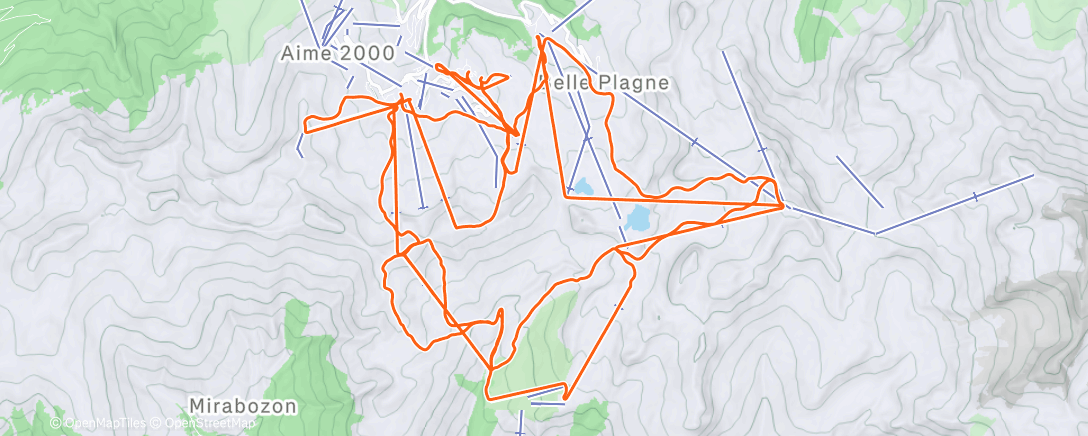 Map of the activity, La Plagne J2