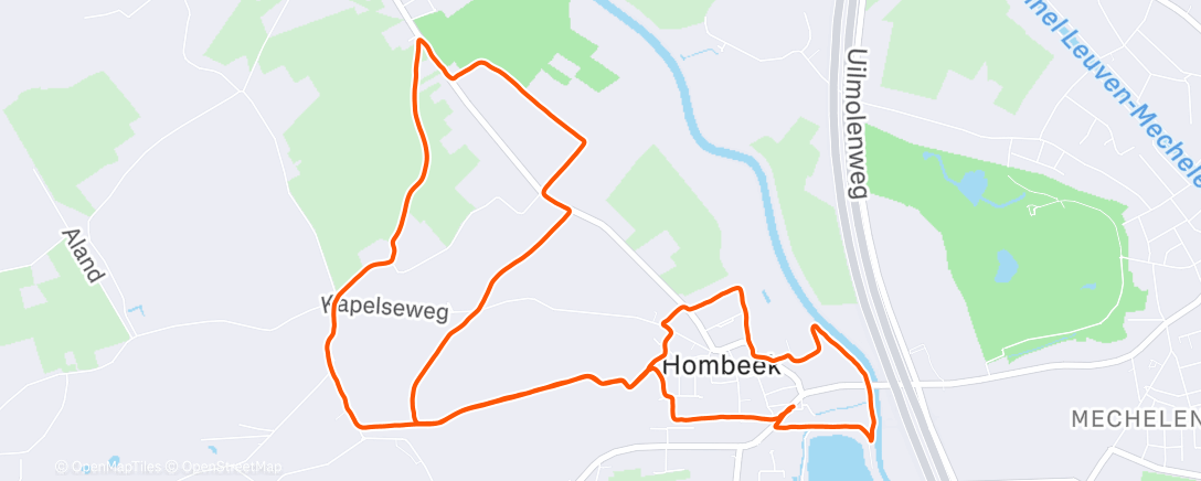 Map of the activity, Namiddagsessie trailrunning