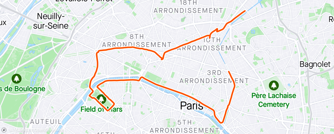 Map of the activity, Petite balade tranquille dans Paris 🇨🇵