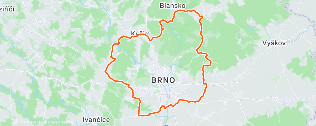 Map of the activity, Around Brno
