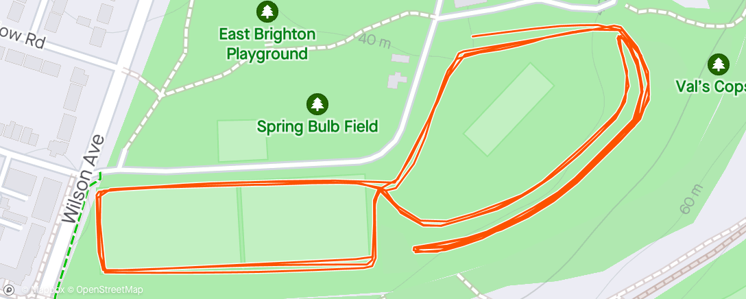 Map of the activity, East Brighton parkrun