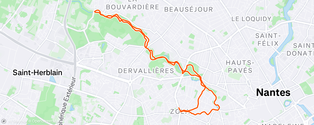 Map of the activity, Course à pied le matin