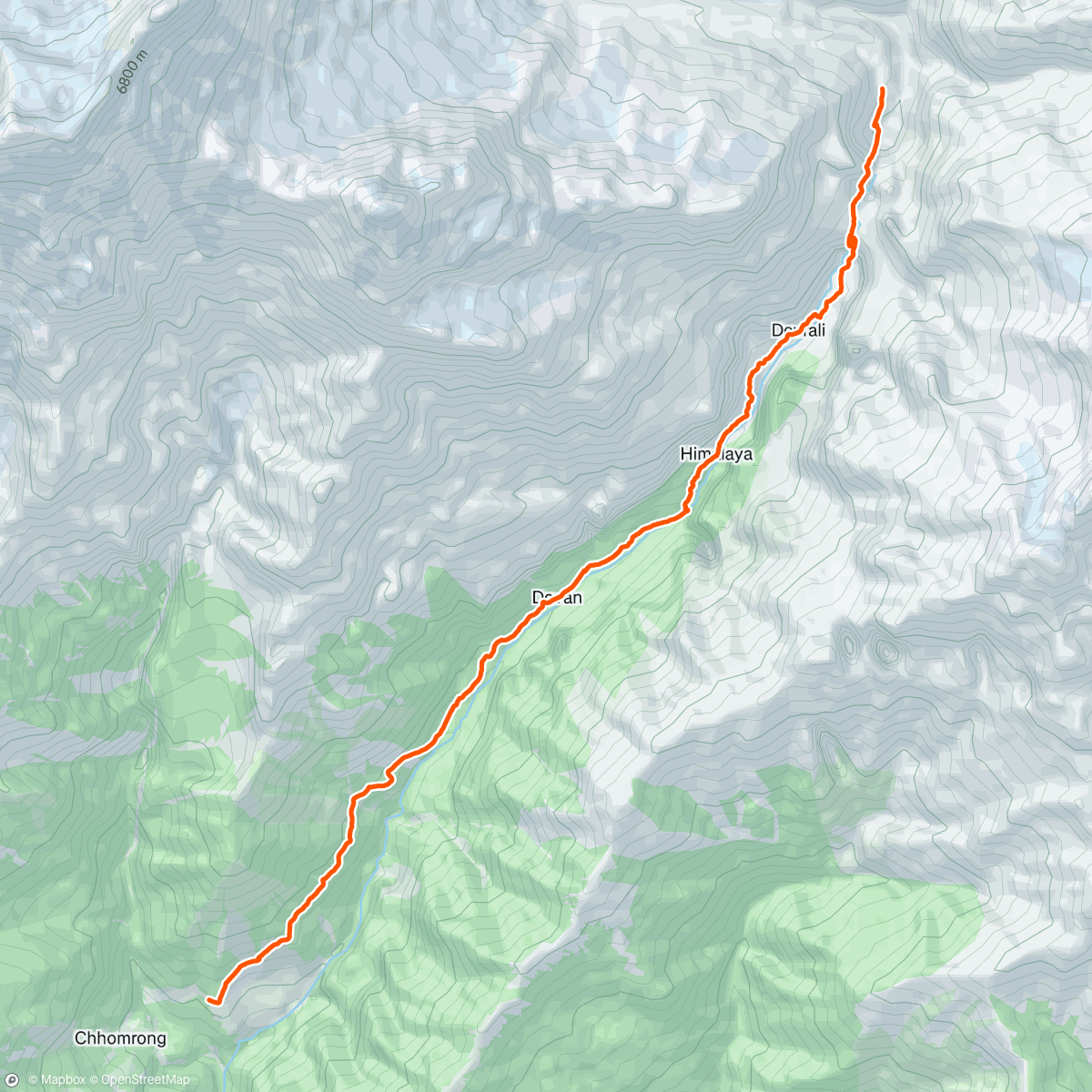 Map of the activity, Day 2: Lower Sinuwa to Machhapuchhare Base Camp