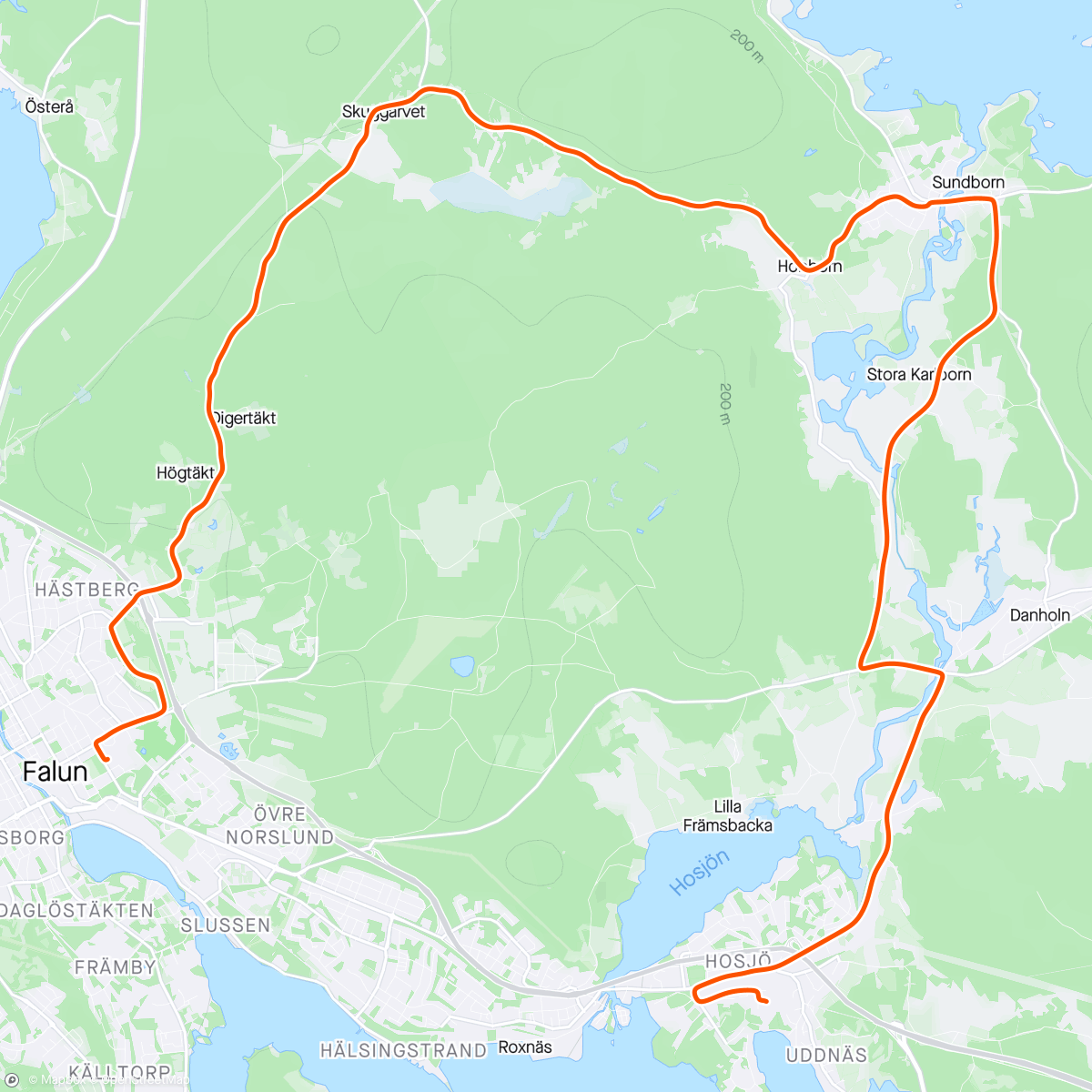 Mapa da atividade, Skuggarvet hem från jobbet👍