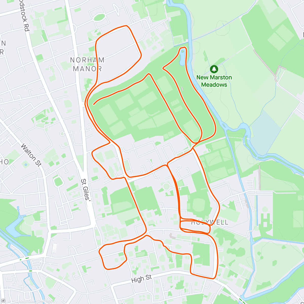 Mapa da atividade, Oxford town and gown 10k