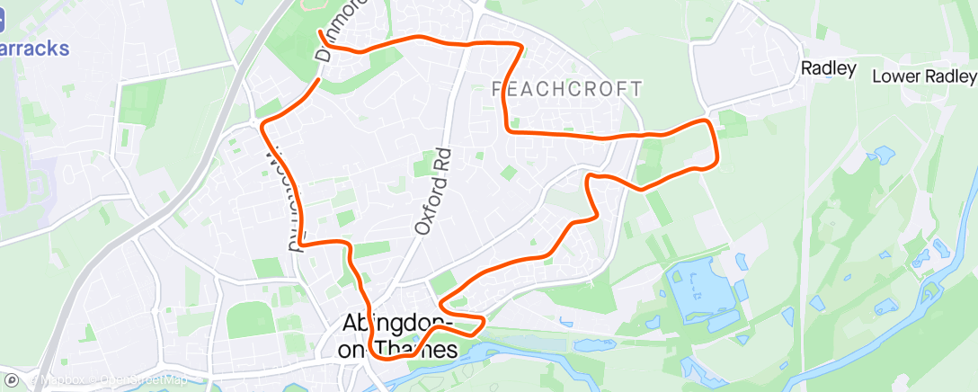 Map of the activity, Abingdon AC Run - TP5 Long