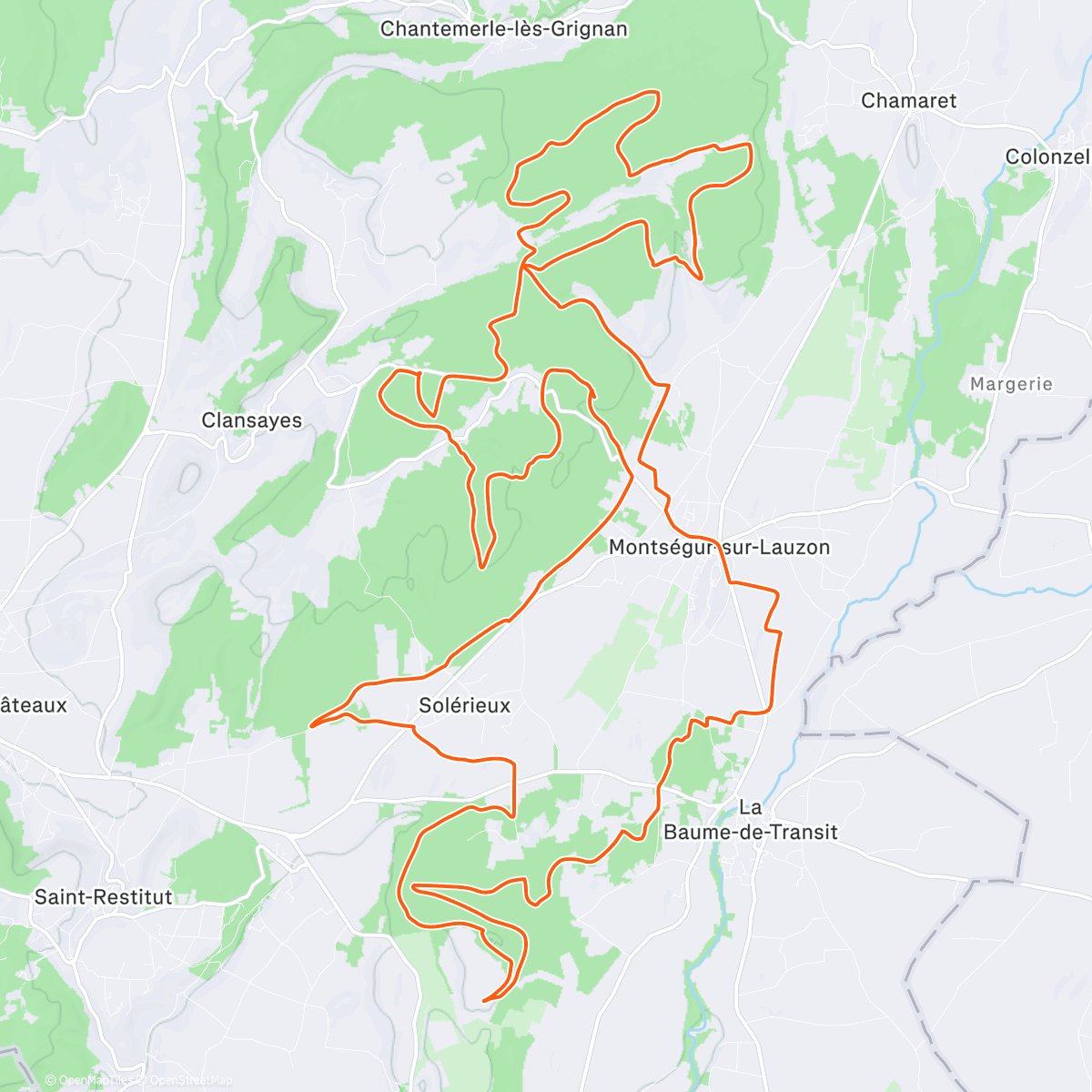 Map of the activity, Clansayes, Montségur-sur-Lauzon, Etang Saint-Louis