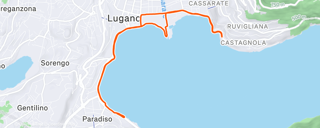 Map of the activity, Afternoon Run