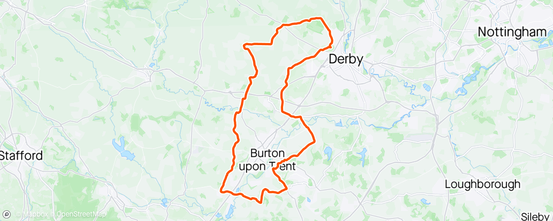 Map of the activity, Derby Sportive 80k Route
Rear derailleur Di2 failure, no power could manually select a gear and use front to get choice of 2 gears. Even less of a fan. Moved down to shorter route. Annoying best day of year