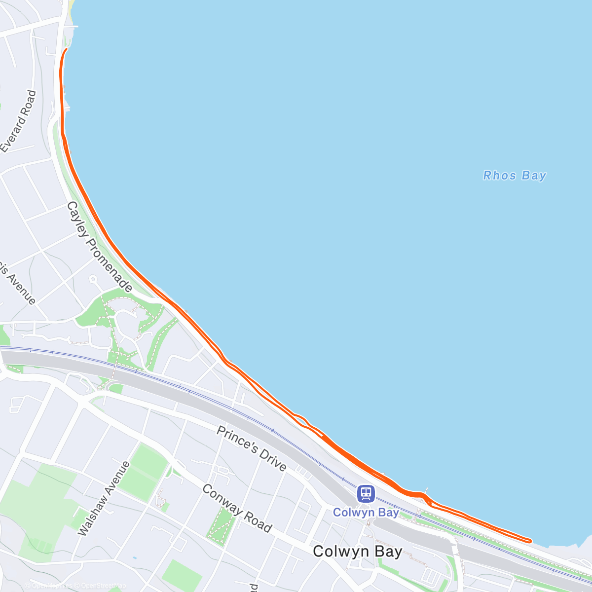 Map of the activity, Parkrun #63 Y Promenâd, Llandrillo-yn-Rhos