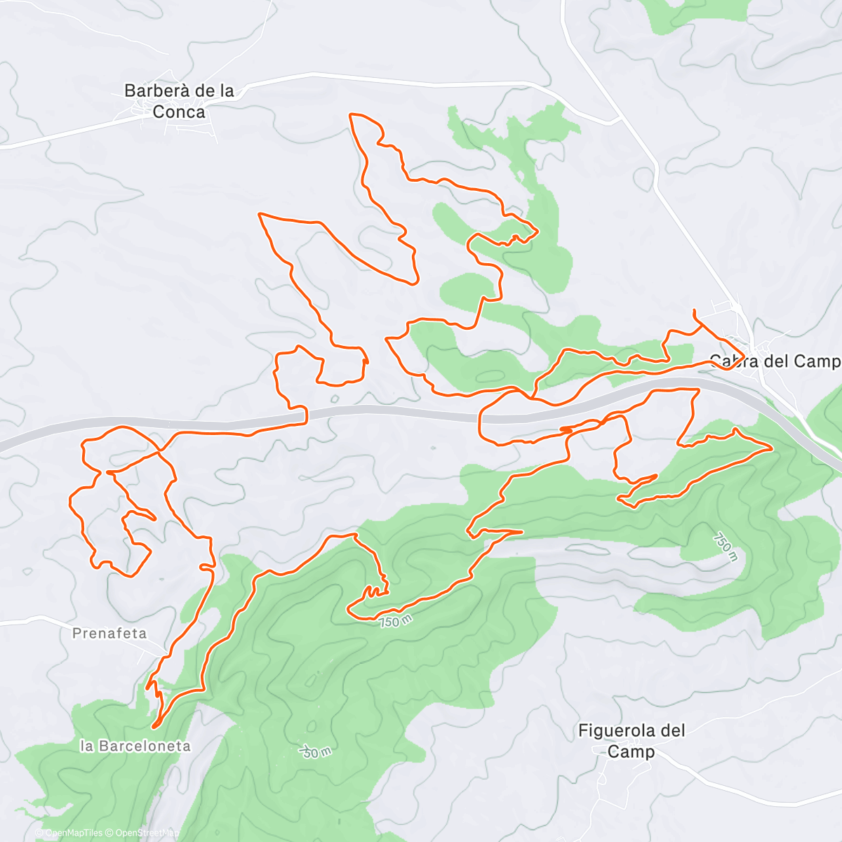 Map of the activity, Cabra del camp 25
