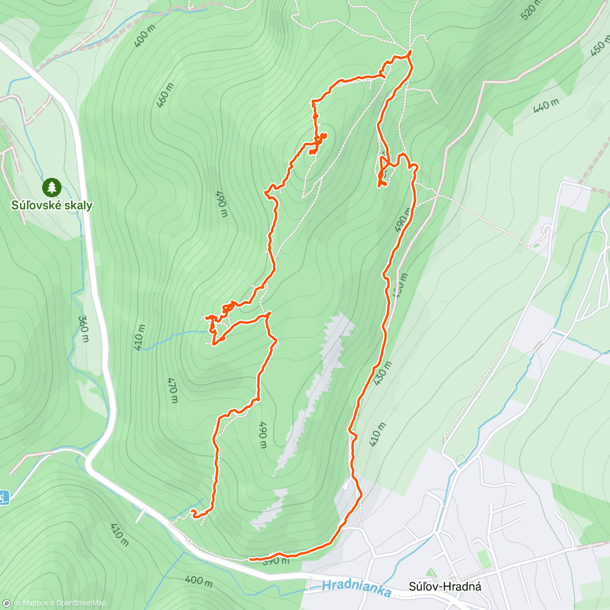 Map of the activity, Súľovské skaly