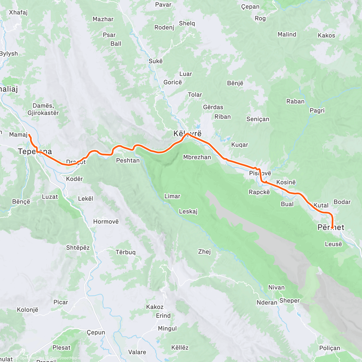 Карта физической активности (Day 5 - Tepelene Permet Tepelene)