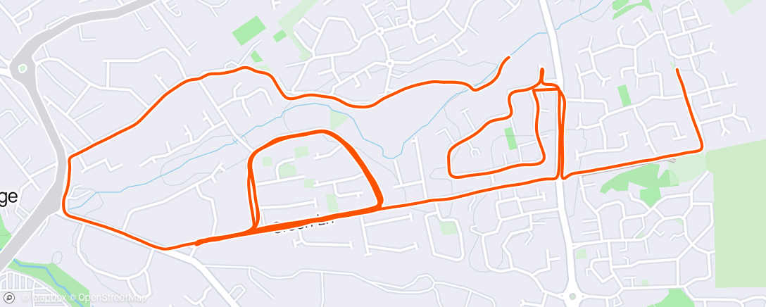 Map of the activity, 5 x 3min Threshold (2min jog)