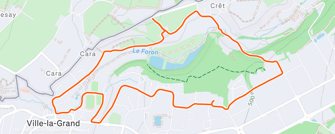 Map of the activity, Course à pied le midi