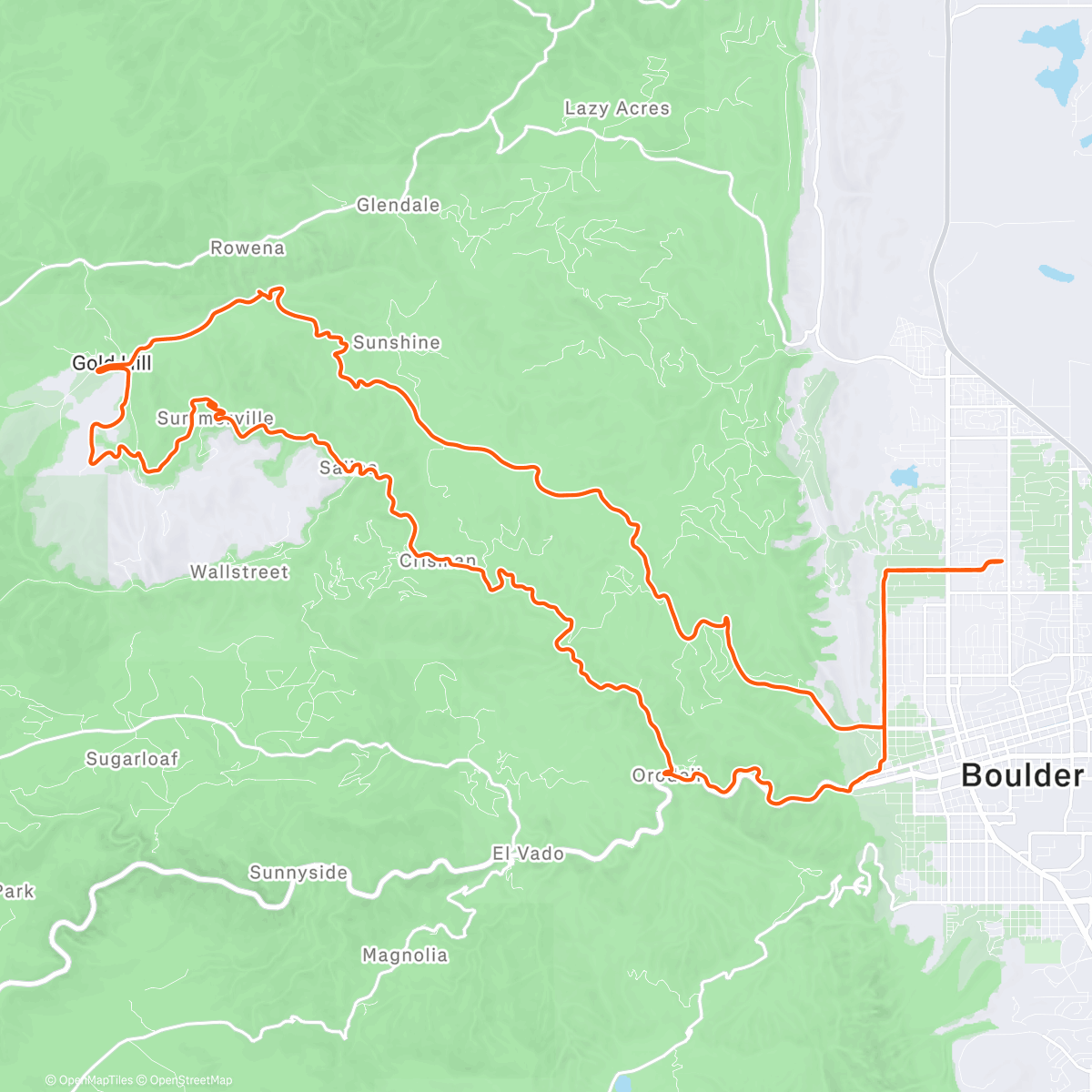 Map of the activity, Gold Hill Xmas Scoot
