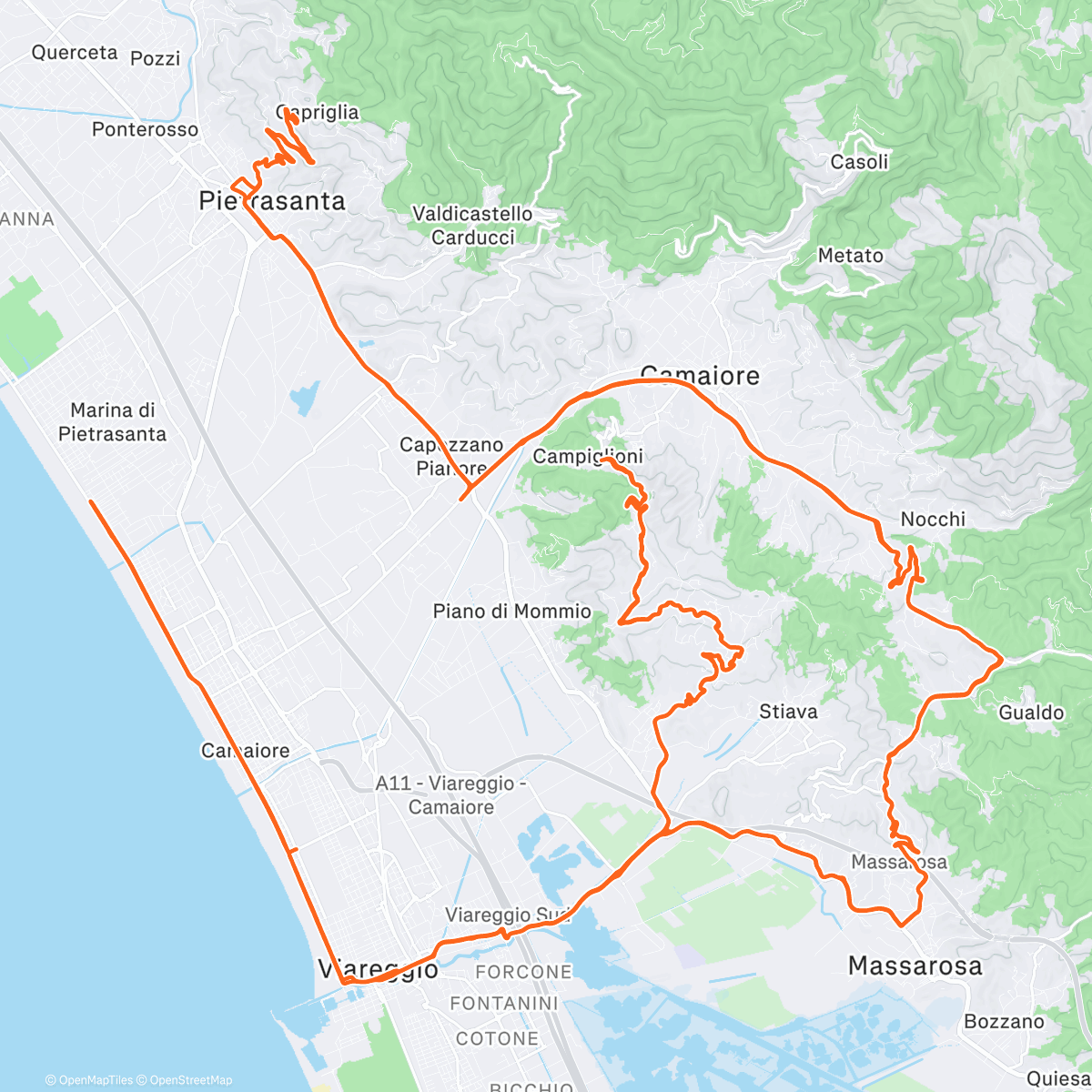 Map of the activity, Training Camp Viareggio - Day 3