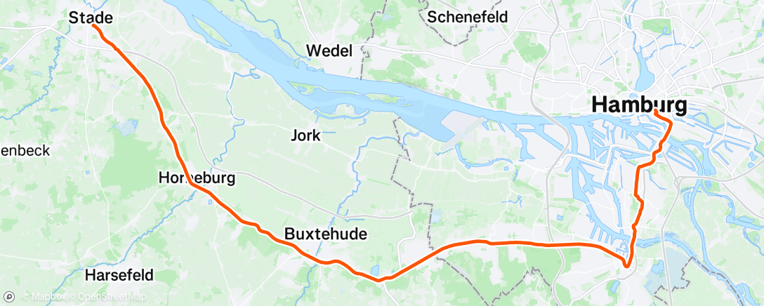 Map of the activity, Hamburg - Cycle - Cyclemeter