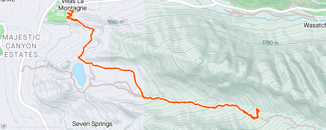 Map of the activity, bells canyon evening hike