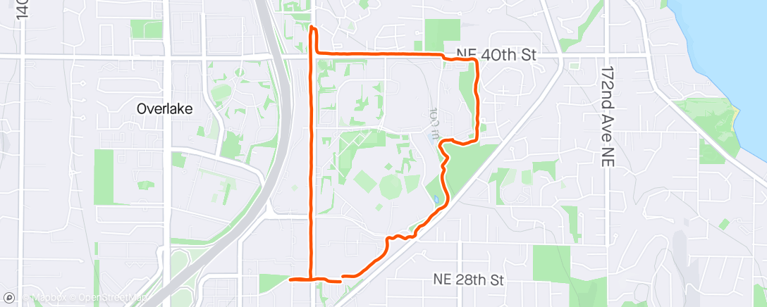 Map of the activity, Evening Trail Run, but make it MSFT