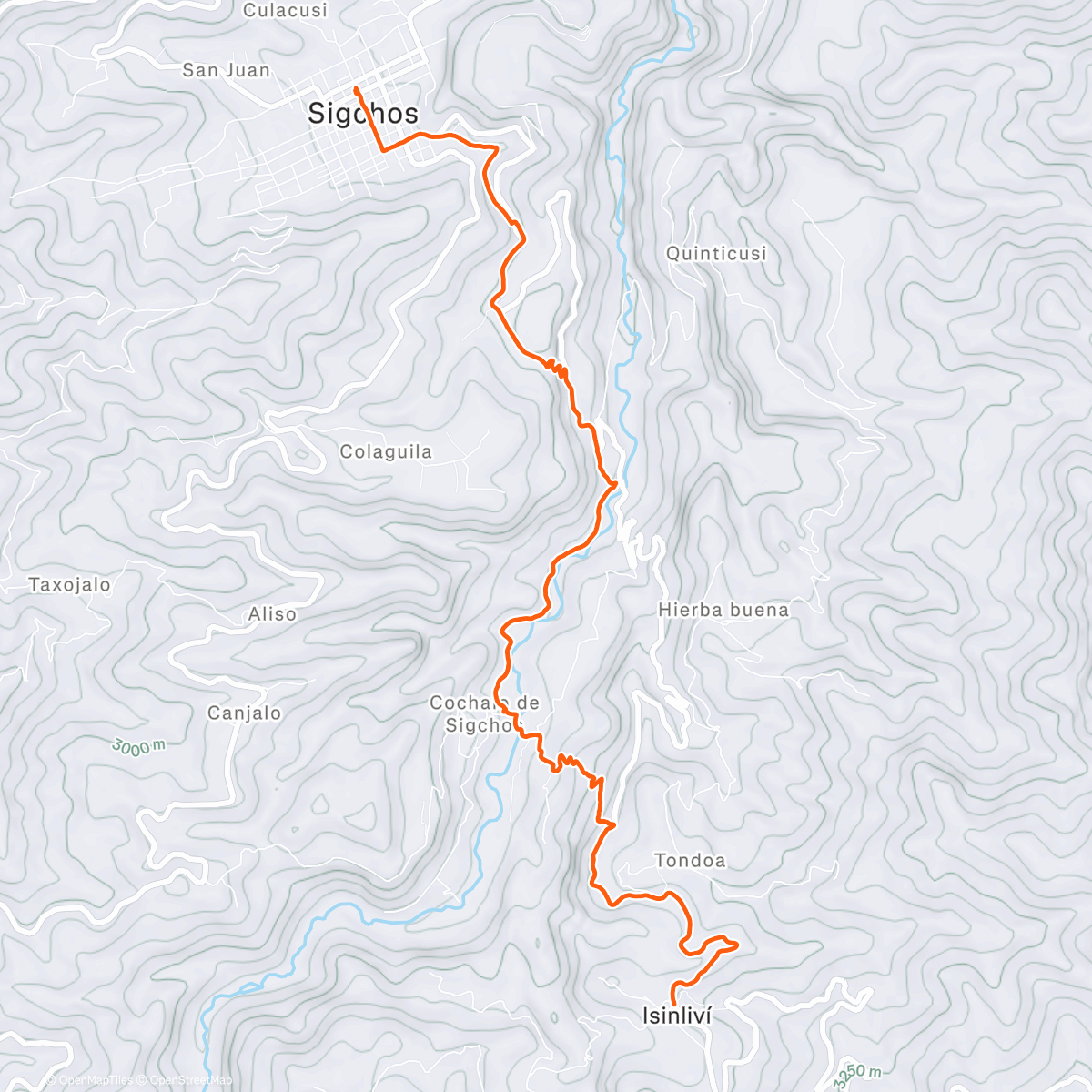 Карта физической активности (Quilotoa Loop - Day 1)