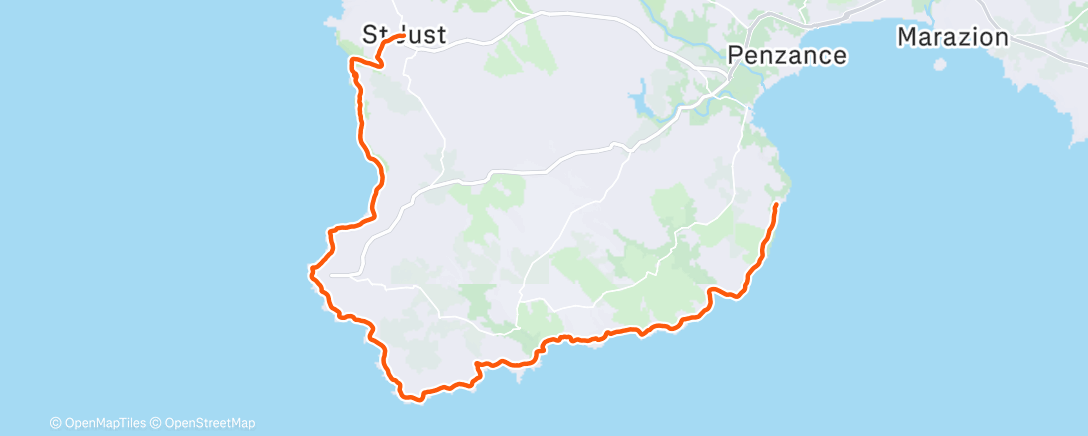 Карта физической активности (Mousehole to St Just)