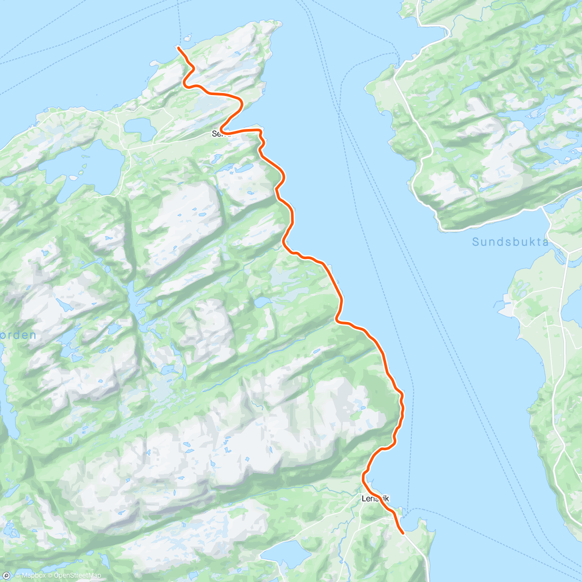 Map of the activity, Fra hytta; Valset - Lensvika