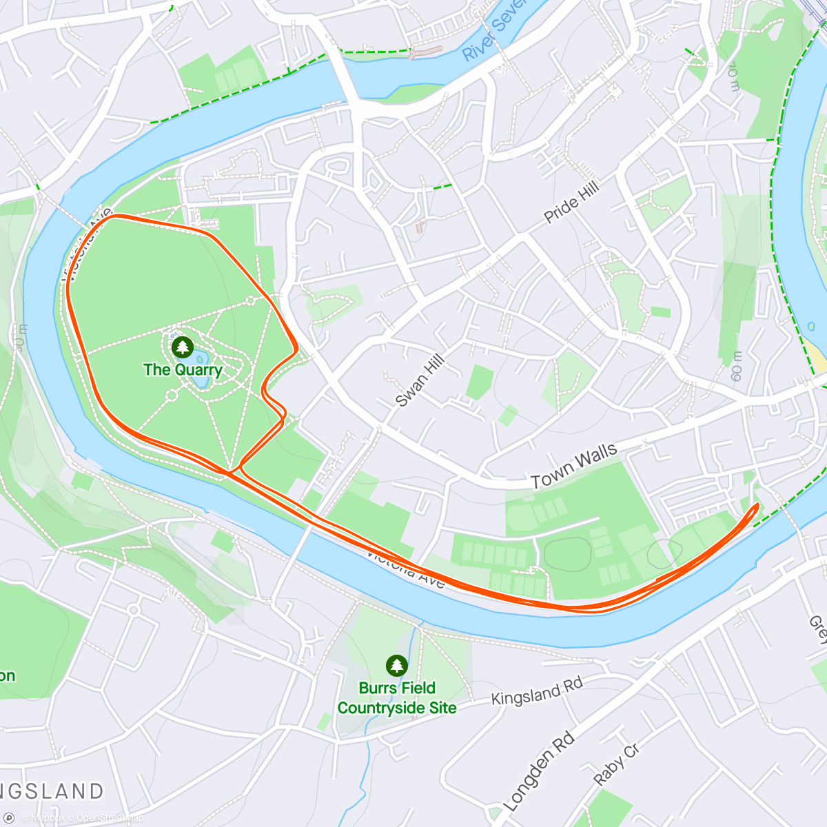 Карта физической активности (Shrewsbury Parkrun)