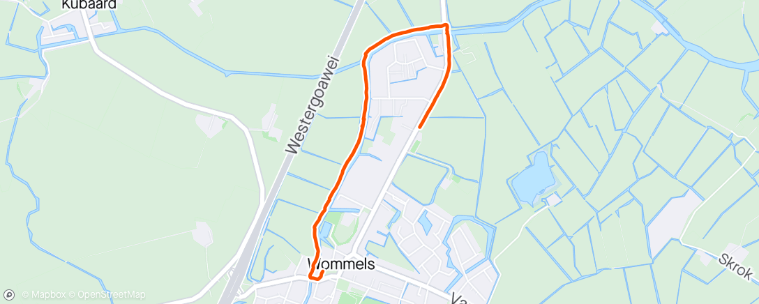 Map of the activity, Nachtwandeling Wommels, Friesland 3.29km walk.