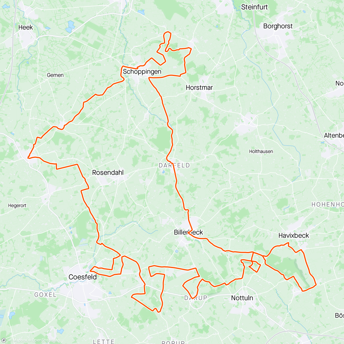 Map of the activity, Baumberge