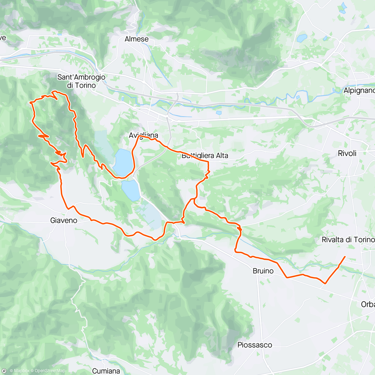 Mapa de la actividad, Villarbasse Buttigliera Braida e Rrano
