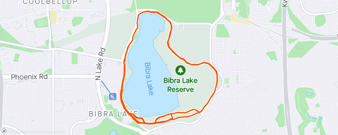 Map of the activity, 16km Park run