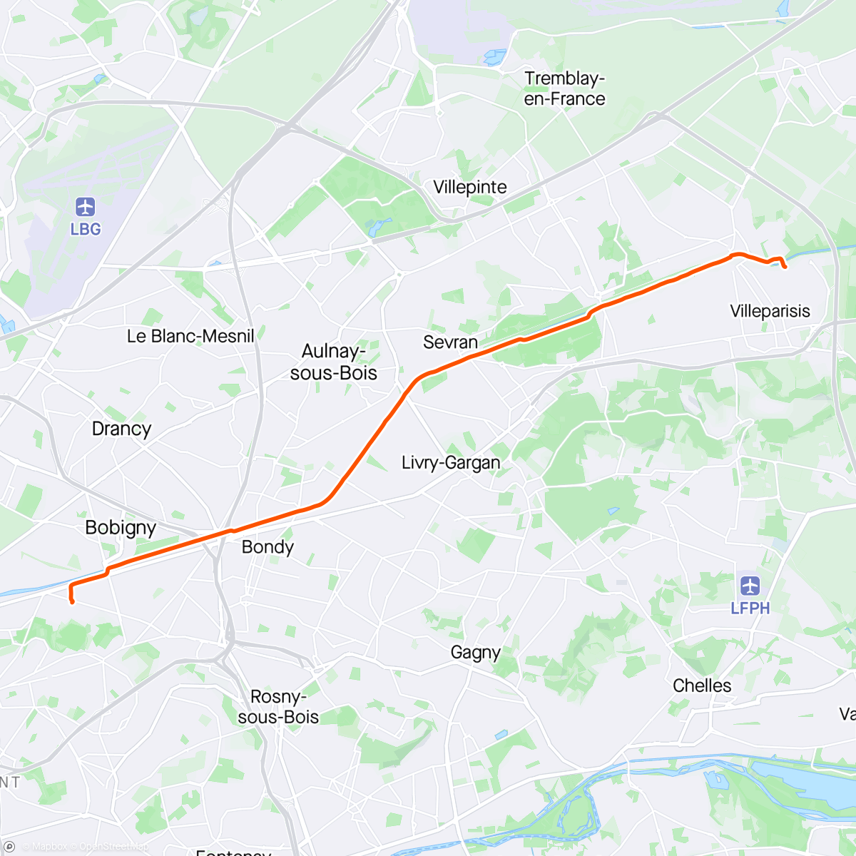 Map of the activity, Vélotaf aller