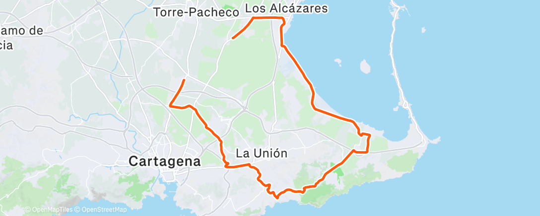 Map of the activity, Bicicleta a la hora del almuerzo