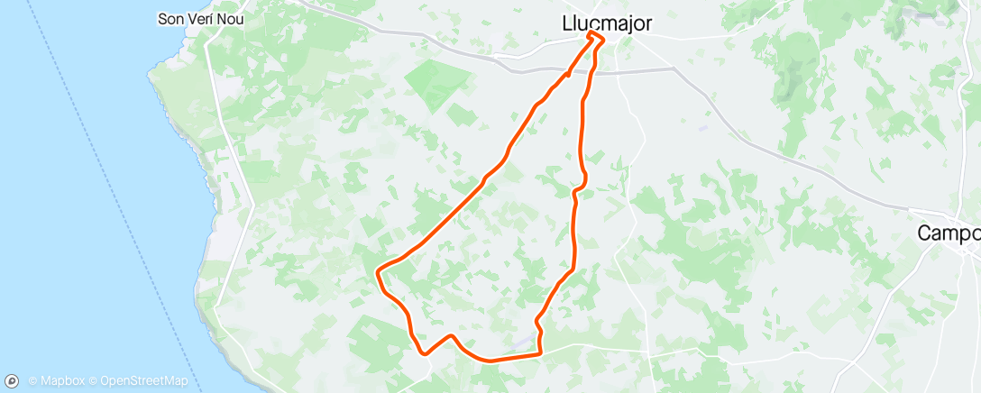 Map of the activity, Bici 30 Km (Vuelta Llucmajor)