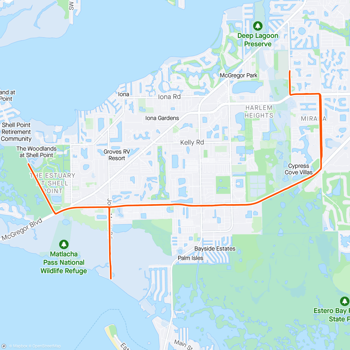 Map of the activity, Short, Windy Ride Before the Beach 🏝️.  Last Ride in Fla.
