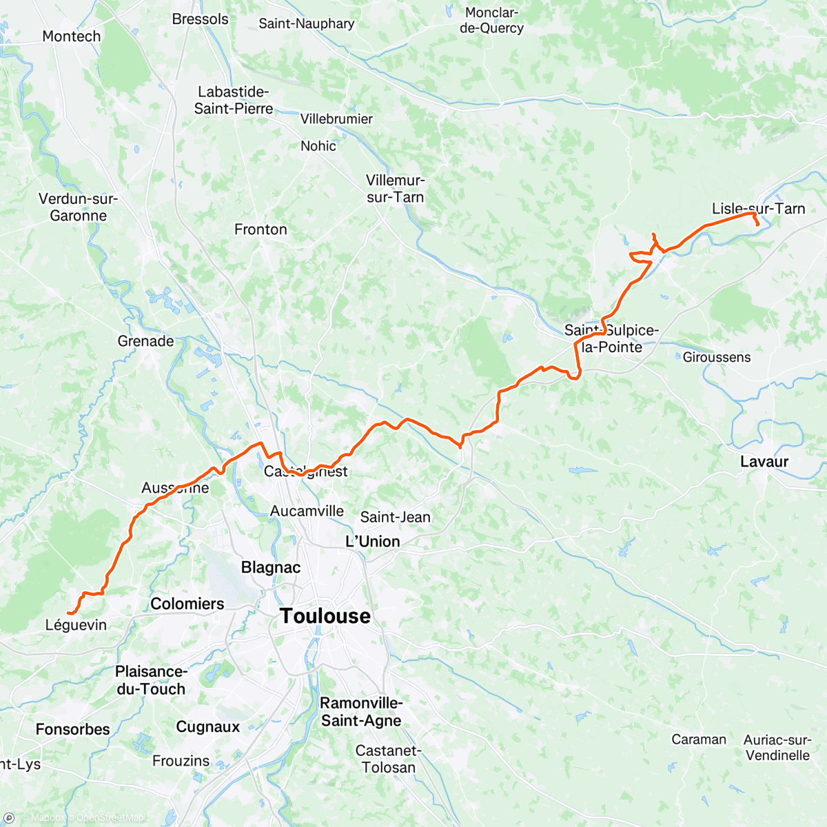Map of the activity, Lisle-sur-Tarn -> Léguevin
