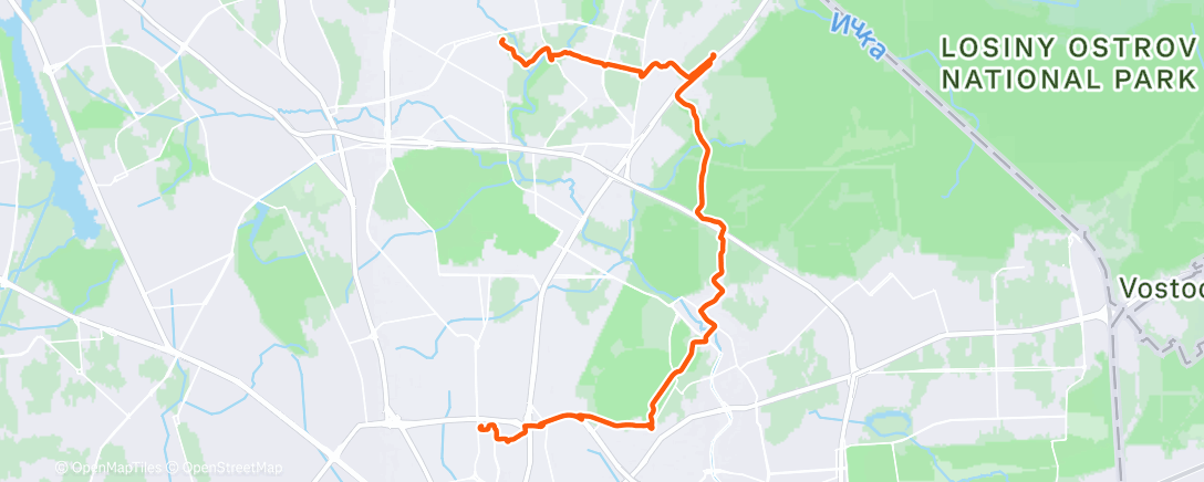 Map of the activity, Утренний забег