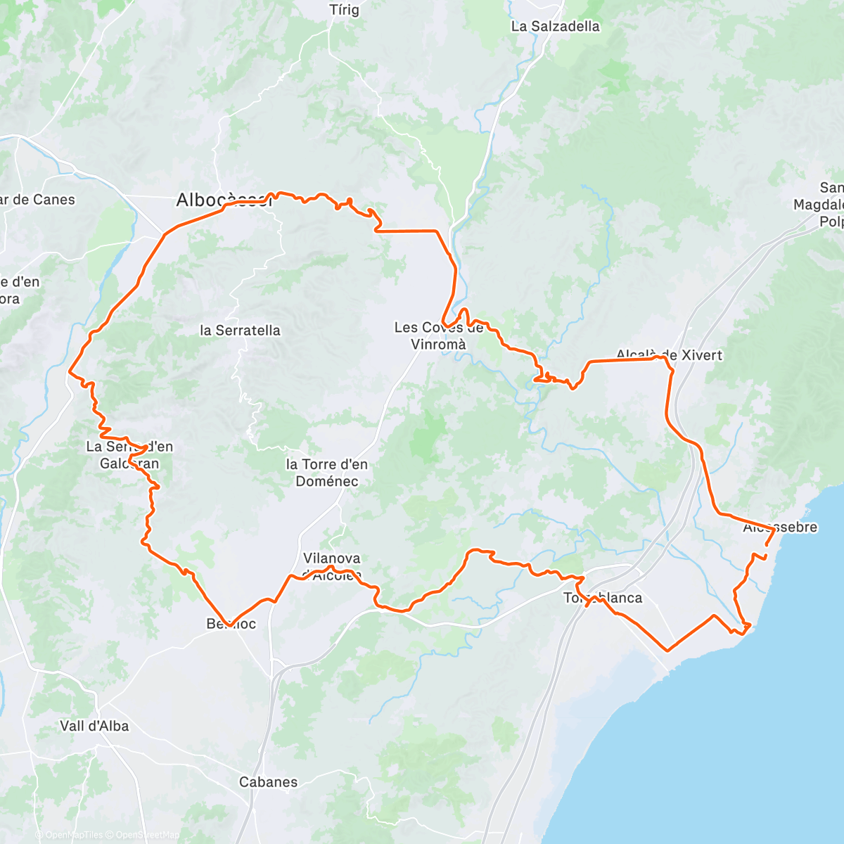 Map of the activity, Coves, Albocasser, La Bandereta, Torreblanca