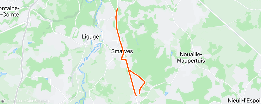 Map of the activity, Course à pied le midi