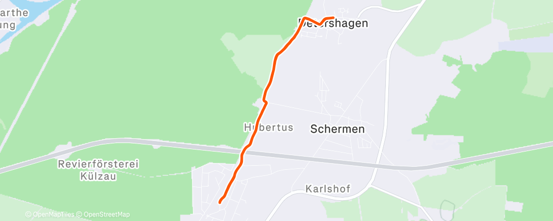 Map of the activity, Afternoon Run