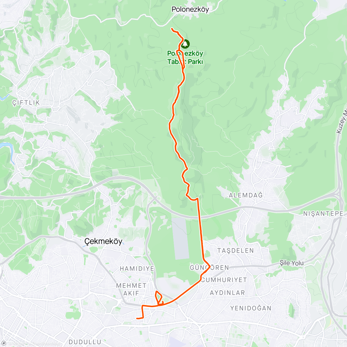 Karte der Aktivität „Evening Mountain Bike Ride by Fındık İdmanyurdu”