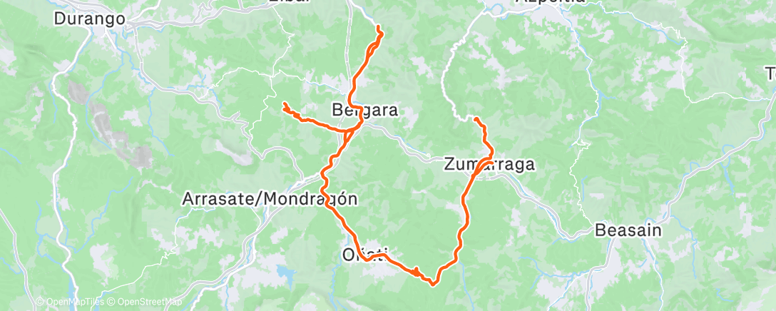 Map of the activity, Bicicleta a la hora del almuerzo