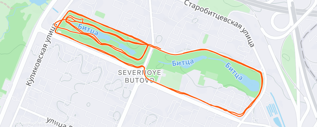 Map of the activity, Afternoon Run
