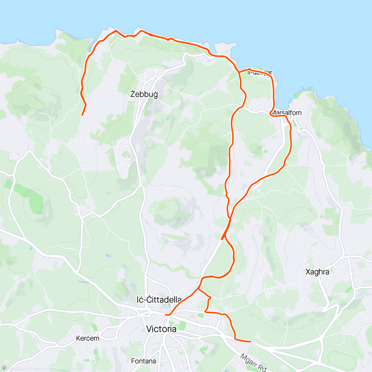 Carte de l'activité Gozo Cycling Club #312 - offroad (technique vs wind)