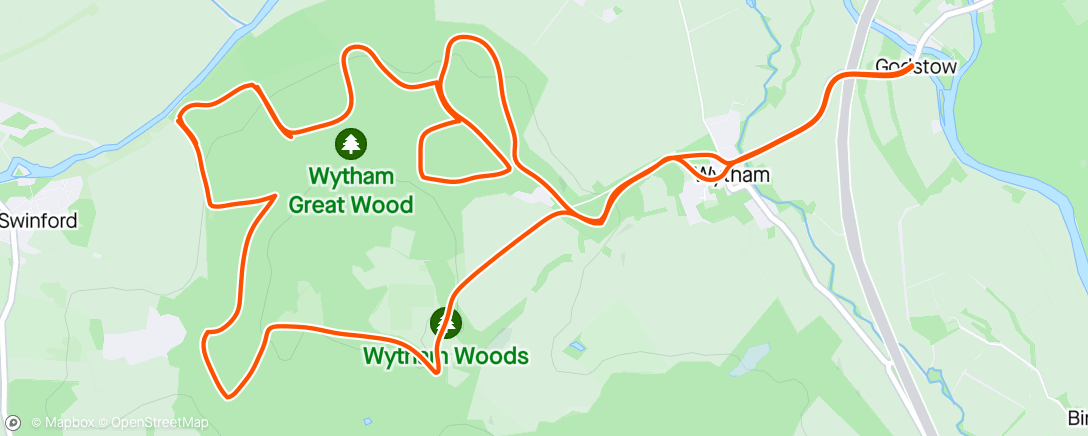 Map of the activity, Hilly Wytham run